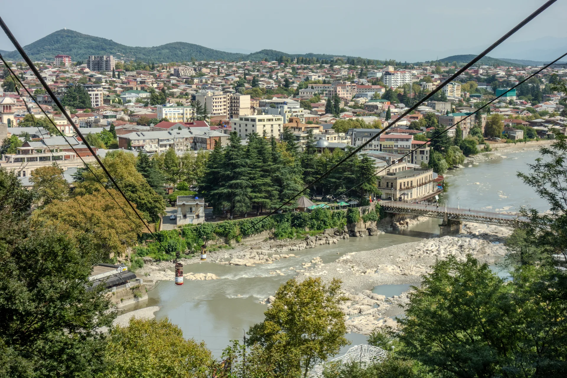 Aerial view from the cable car station in Kutaisi, Georgia